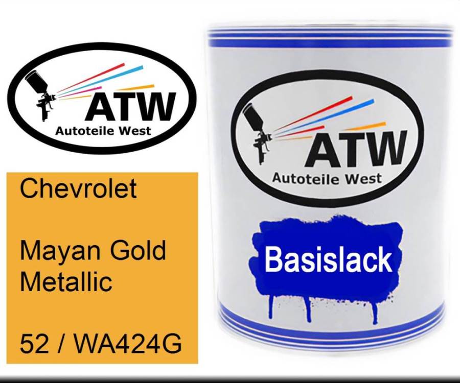 Chevrolet, Mayan Gold Metallic, 52 / WA424G: 1L Lackdose, von ATW Autoteile West.